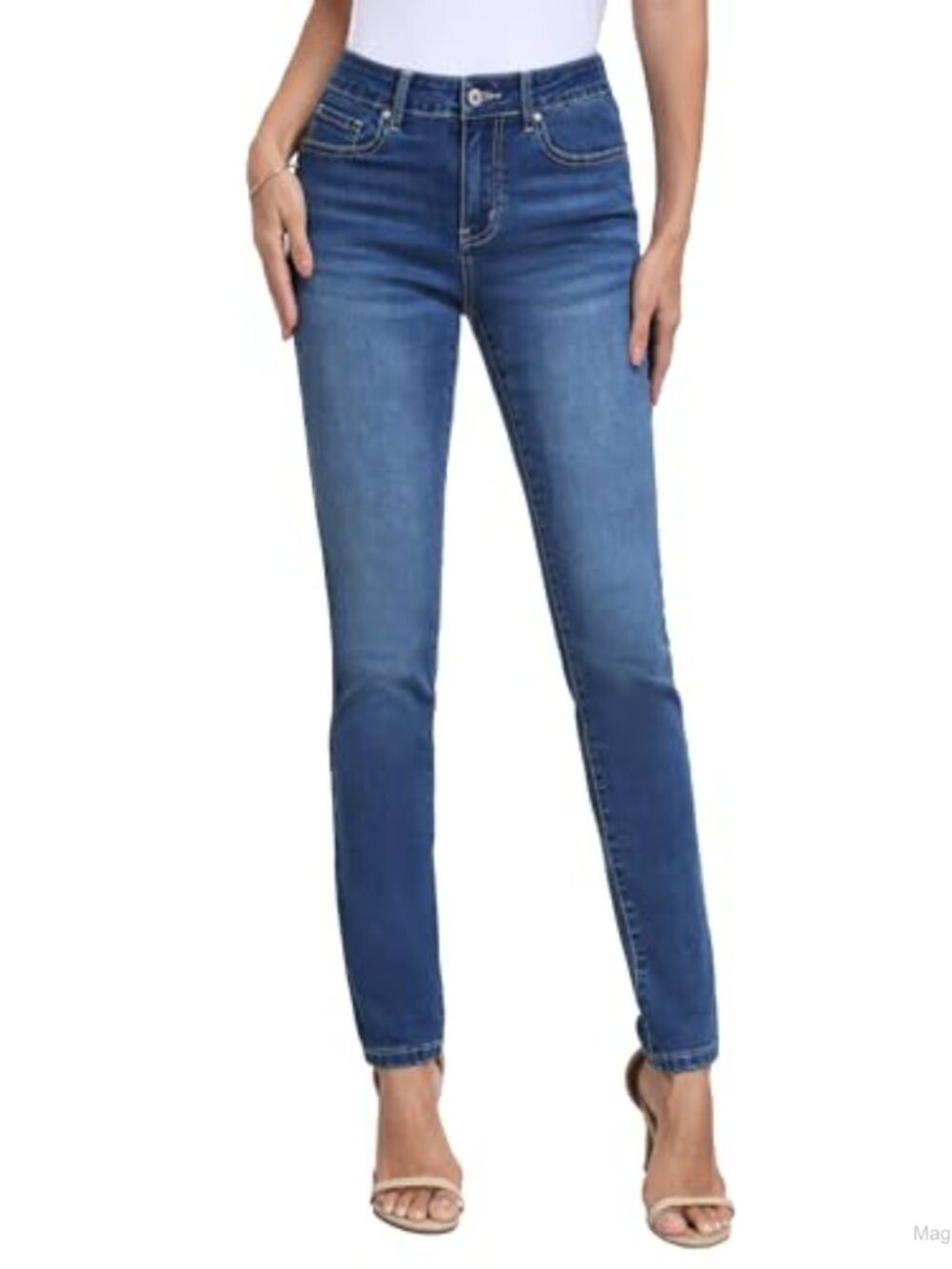 Tall Women's Skinny Jeans Mid-Rise Stretchy Denim Long Inseam Slim Fit